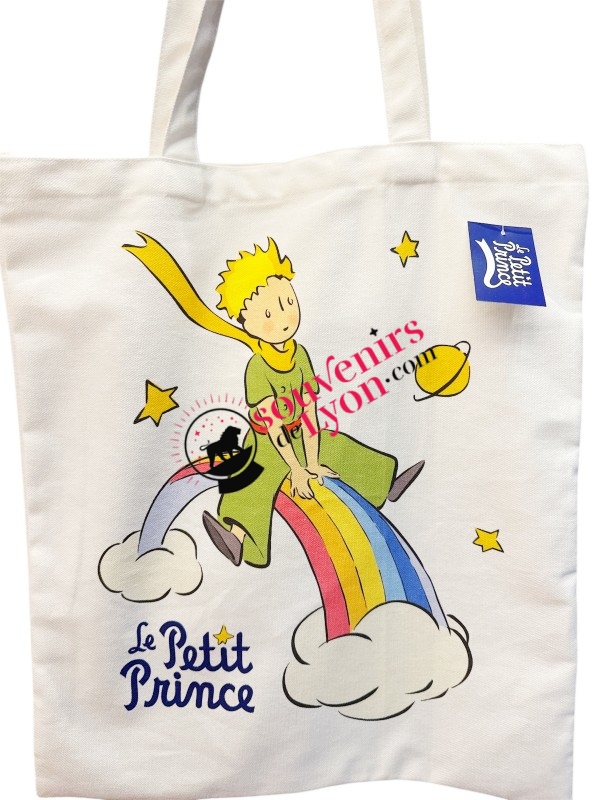 The Little Prince white rainbow tote bag on souvenirsdelyon.com