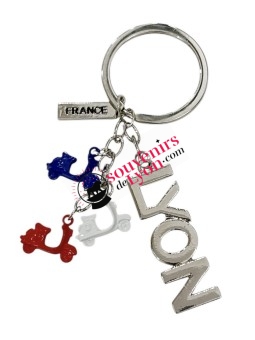 Porte-clés scooter bleu/blanc/rouge chez Souvenirsdelyon.com