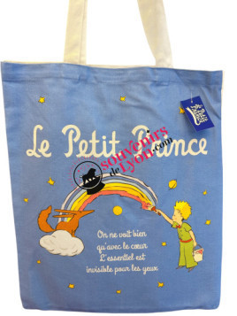 Tote bag le Petit Prince arc-en-ciel bleu chez Souvenirsdelyon.com
