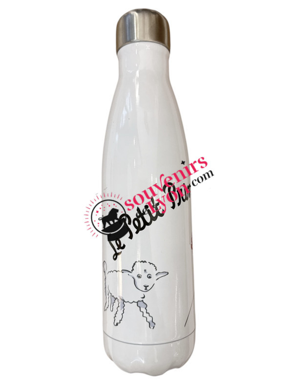 Bouteille isotherme blanche le Petit Prince mouton renard rose chez Souvenirsdelyon.com