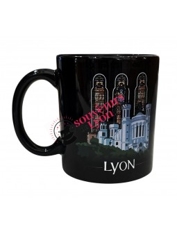 Mug Lyon Basilica stained glass windows black on souvenirsdelyon.com