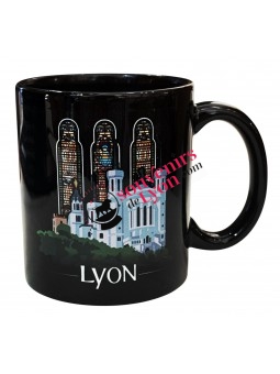 Mug Lyon Basilica stained glass windows black on souvenirsdelyon.com