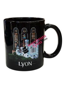 Mug Lyon Basilica stained glass windows black on souvenirsdelyon.com