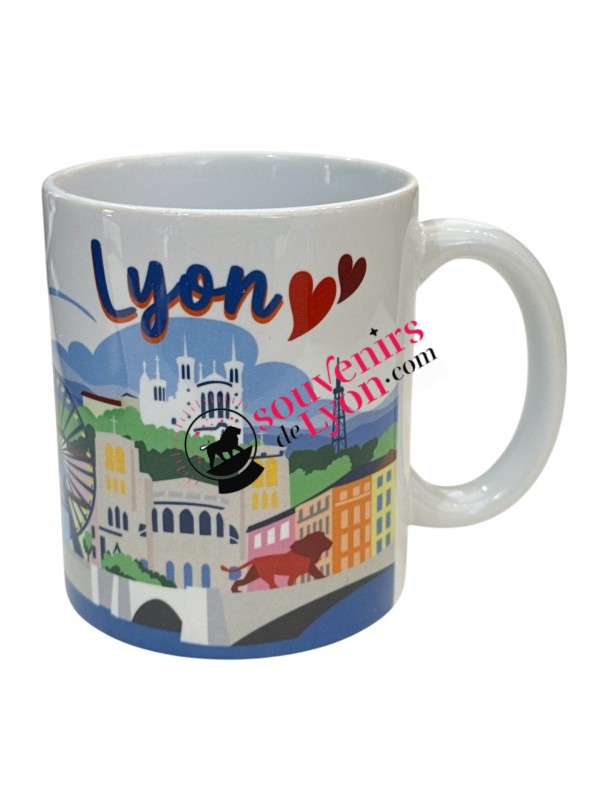 Mug Lyon coeur blanc chez Souvenirsdelyon.com