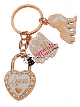 Porte clé cadenas Lyon rose chez Souvenirsdelyon.com
