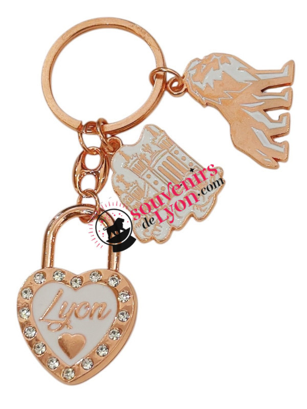Porte clé cadenas Lyon rose chez Souvenirsdelyon.com