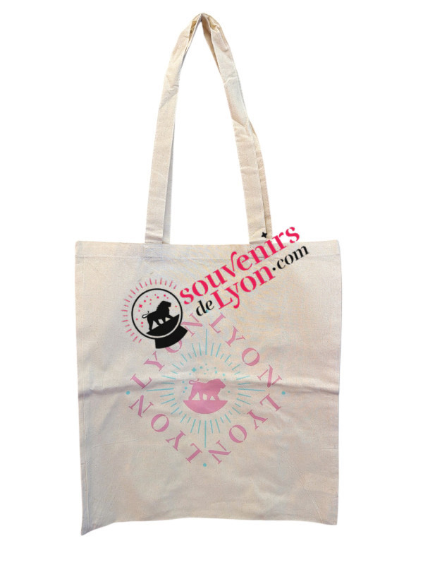 Tote bag Lyon square Rose et turquoise