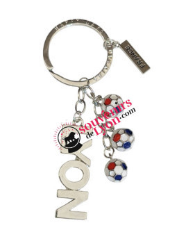 Porte-clés Ballon Bleu Blanc Rouge Lyon chez souvenirsdelyon.com