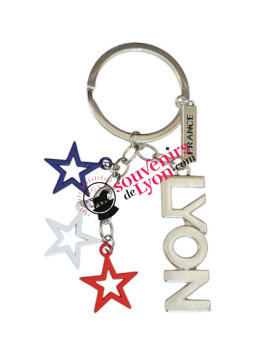 Porte-clés Etoiles Bleu Blanc Rouge Lyon chez souvenirsdelyon.com