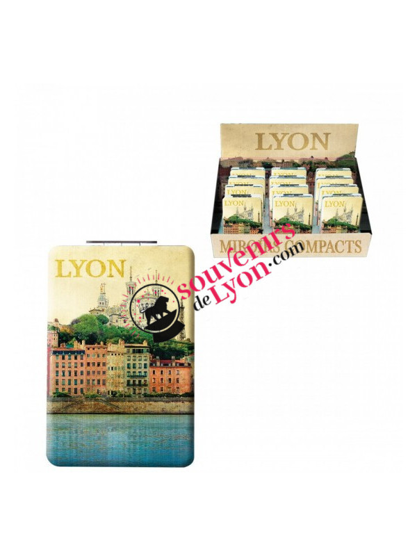 Vintage Lyon pocket mirror chez Souvenirsdelyon.com