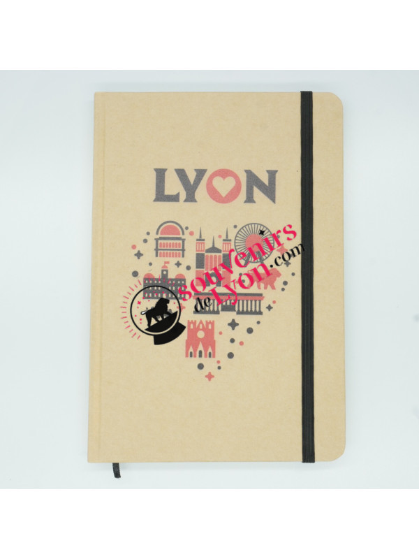 Notebook Lyon monuments A6 pink Souvenirsdelyon.com